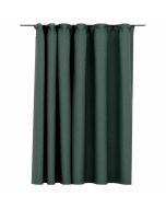 vidaXL cortina opaca con ganchos look de lino verde 290x245 cm