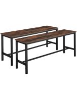Set de 2 bancos de estilo industrial 108x325x50 cm madera oscura