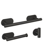Valaz accesorios baño negro mate toallero 30cm+1percha+portarollos - 30cm