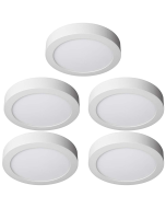 Pack 5 downlight LED 18w 6000ºk redondo superficie blanco ø210x37 mm