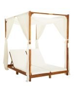 vidaXL tumbona doble con cortinas y cojines madera maciza de acacia
