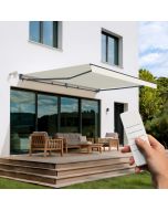 Toldo semicofre motorizado fazzio 5x3m beige - lona premium 320 g/m²