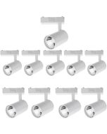 10x foco techo LED carril 30w, blanco 3000k, 3000lm, monofásico, blanco
