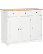 Aparador de cocina 101x40x85 cm mdf, madera de caucho color blanco Homcom