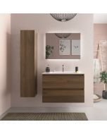 Mueble baño bequia 80cm + lavabo cerámica| nogal|80x45x56