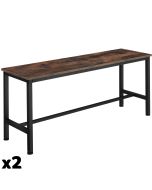 Set de 2 bancos de estilo industrial 108x325x50 cm madera oscura