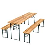 Tectake juego de 3 piezas plegable con mesa y banco de madera para jardín