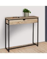 Consola industrial de metal y madera, 1 cajón, 90 cm