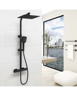 Aica columna ducha termostática 38℃ negro mate 30x30cm alcachofa superior