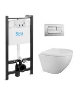 Pack cisterna roca active y pulsador cromo mat con inodoro round de kp