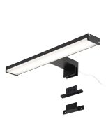 Aplique LED 8w 30cm ip44 negro mate, baño, espejo, slim, luz blanca