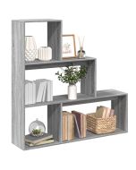Librería divisora 3 niveles madera gris sonoma 123x29x123 cm