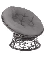 Asiento de ratán giratorio con un gran cojín, 92 x 80 x 80.5 cm, gris