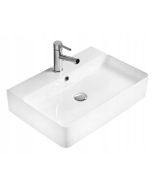 Lavabo cerámico sobre encimera, 60,5x41,5x13 cm, blanco