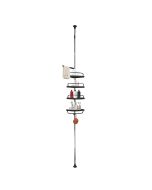 Estantería telescópica ducha 276-330 cm negra 4 estantes acero inox