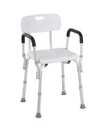 Silla para ducha 51.5x51.5x84 cm aleación de aluminio color blanco Homcom