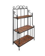 Estantería para plantas de forja y mosaico con 3 estantes terracota