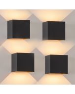 Nettlife aplique pared LED negro 10x10 (4er-set)