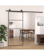 Puerta corredera aluminio y vidrio esg negra 90x205 cm esxt3734