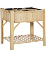 Huerto urbano de madera madera de abeto, textil no tejido color marrón