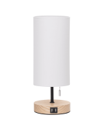Aigostar lámpara mesa con 2 puertos usb y base madera vintage
