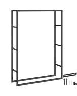 Estantería para leña, interior y exterior, 100,5 x 25 x 150 cm, negro