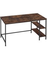 Escritorio, madera y acero 2 estantes 140 x 60 x 76,5 cm madera oscura