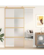 Puerta corredera dorada de vidrio esg esmerilado y aluminio esxt3673