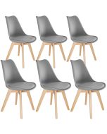 6 sillas de comedor, asiento acolchado, ergonómicas y estables, gris