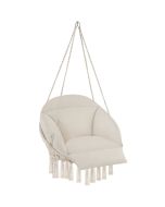 Silla colgante con cojín y borlas decorativas, beige 81 x 80 x 139 cm