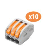 Regletas de palanca 3 vías 0,08-4mm wago 10 uds