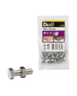 10 Tornillos métricos HEX acero 5x16 mm Diall