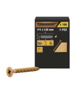 100 Tornillos para madera PZ premium 4x30 mm Turbodrive