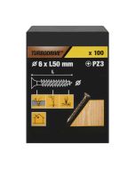 100 tornillos para madera PZ premium 6x50 mm Turbodrive