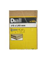 200 Tornillos barraqueros HEX 6x40 mm Diall