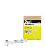 100 Tornillos barraqueros HEX 8x60  mm Diall