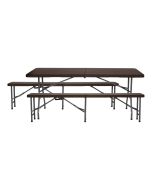 Conjunto plegable mesa con 2 bancos de 180cm catering efecto ratán 7house