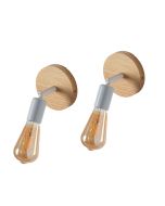 Pack de 2 lámparas de pared de madera giratorio con casquillo E27 estilo vi