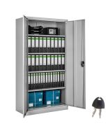 Tectake archivador de acero bloqueable, 5 estantes ajustables 180x90x40cm