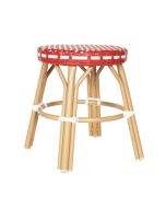 Oviala - taburete de jardín en aluminio y ratán sintético blanco y rojo