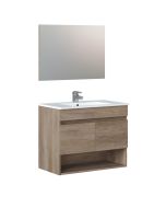 Mueble de baño clara 2 puertas, espejo y lavabo resina, color nordik