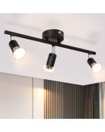Nettlife 3 focos de techo metal gu10 negro giratorio 330° lámpara de techo