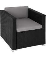 Sillón de ratán con cojín y carga de 120 kg, 70 x 69 x 65 cm, negro
