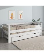 Cama nido 90x200cm con 2 cajones madera y MDF – blanco