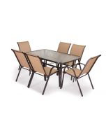 Mesa de cristal templado hc + 6 sillas. Muebles de jardin y terraza,