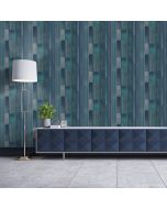 Papel pintado texturizado tnt tablas madera envejecida azul