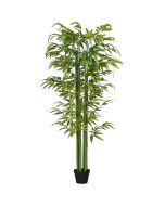 Planta artificial poliéster, bambú, cemento, pp color verde 17x17x180 cm