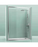 Mampara de ducha fija + corredera montana plata transparente 140-145cm