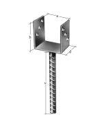 Anclaje de enterrar para poste en "u"  u=75/100/60 alto: 200 mm