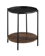 Mesa auxiliar 45,5x54,5cm, madera industrial oscura, rústica